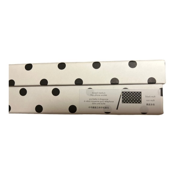Kate spade Cheers Boxed Medium Phone Wristlet black/white polka dots - Picture 6 of 16